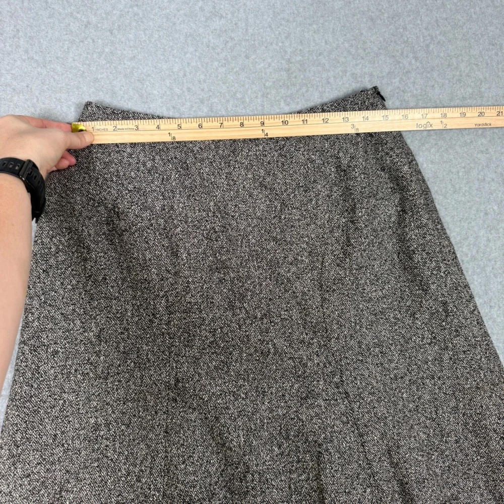 Talbots Vintage Brown Tweed Wool Silk Blend A-Line Midi Skirt Size 10 Flare Hem